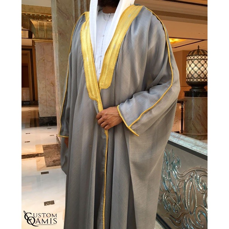 Bisht sur-mesure gris clair