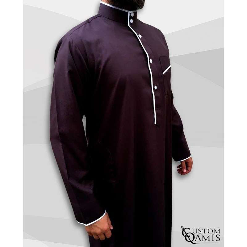 Qamis Edge Marron Foncé et Crème