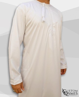 Kamees Omani White Precious Satin Fabric