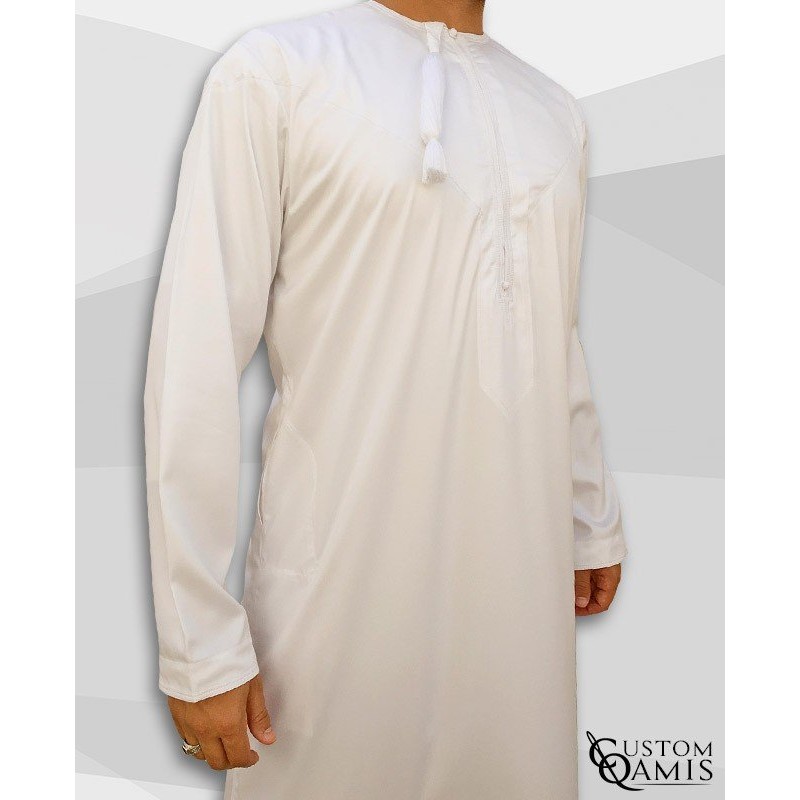 Kamees Omani White Precious Satin Fabric