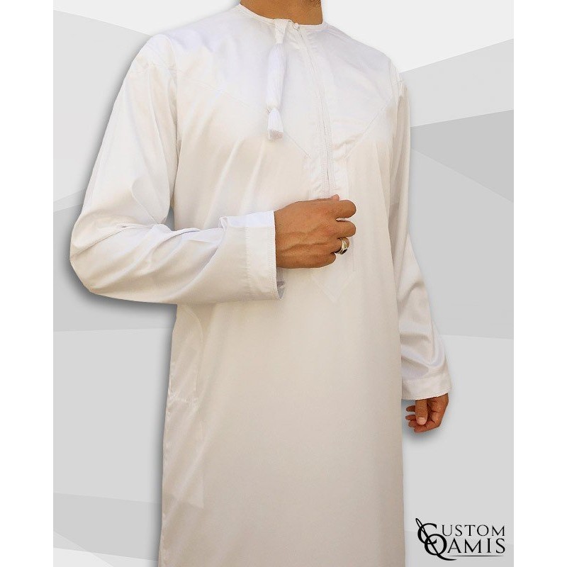 Kamees Omani White Precious Satin Fabric