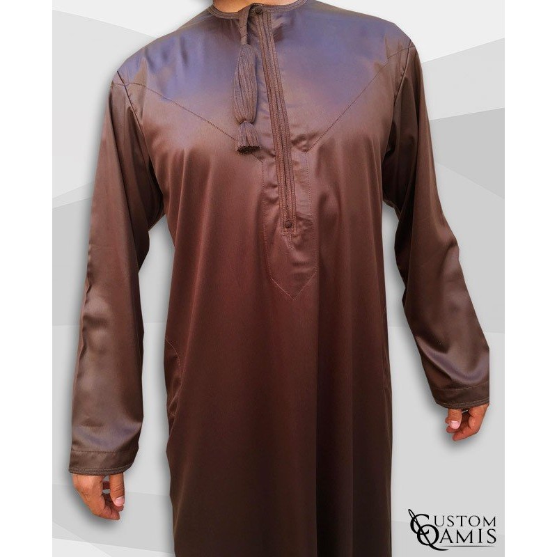 Kamees Omani Brown Satin Fabric