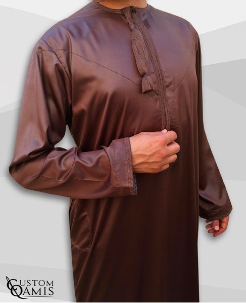 Kamees Omani Brown Satin Fabric