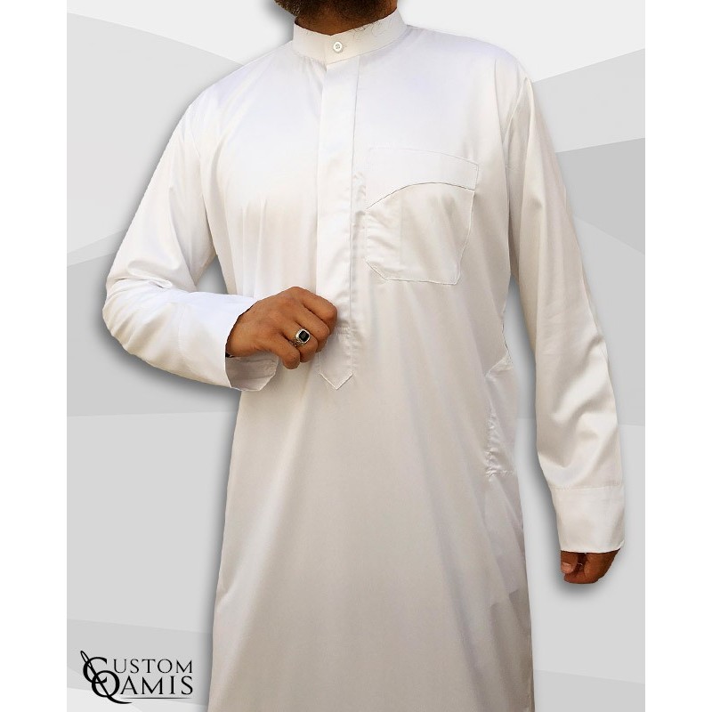 Kamees Kuwaiti White Precious Satin Fabric