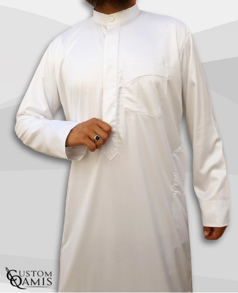 Kamees Kuwaiti White Precious Satin Fabric