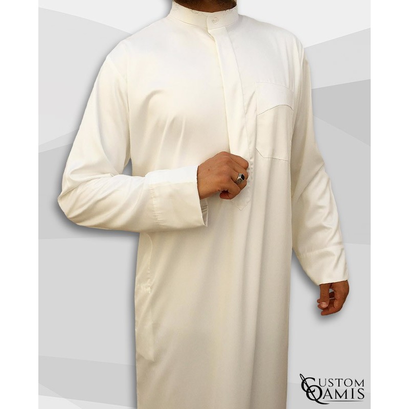Kamees Kuwaiti Cream Precious Satin Fabric