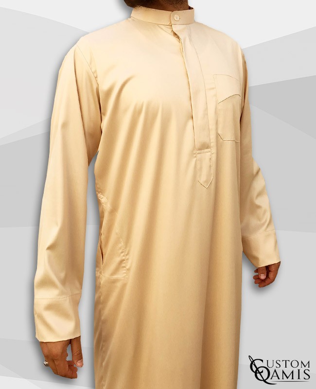 Kamees Kuwaiti Beige Precious Satin Fabric