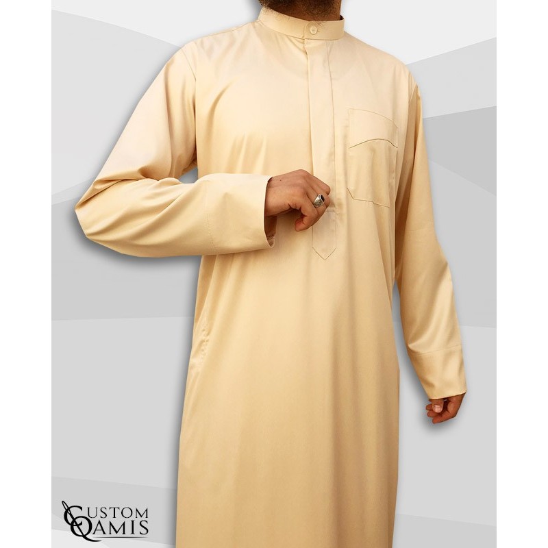 Qamis Koweïti Tissu Precious Beige