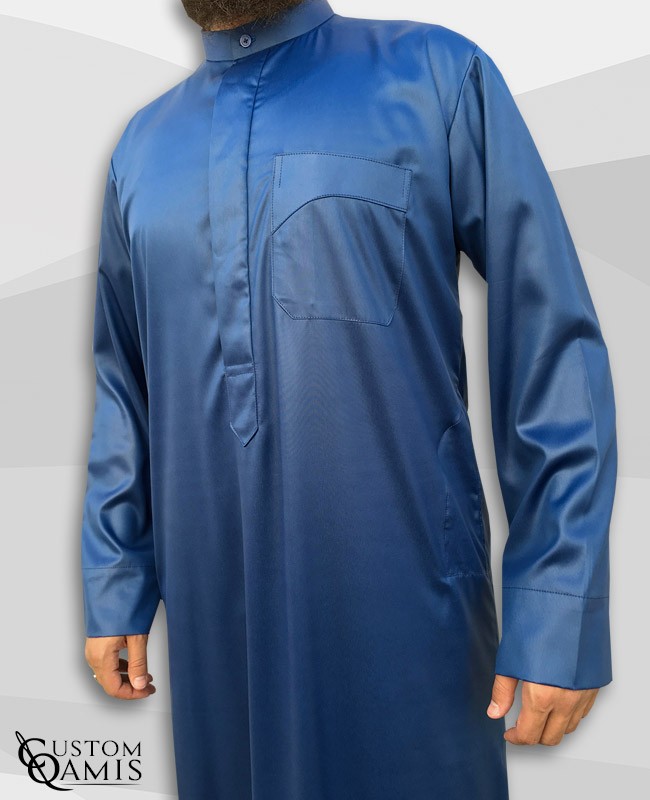 Qamis Koweïti Tissu Precious Bleu Roi