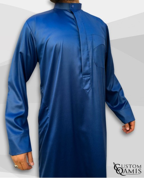 Kamees Kuwaiti Royal Blue Precious Satin Fabric