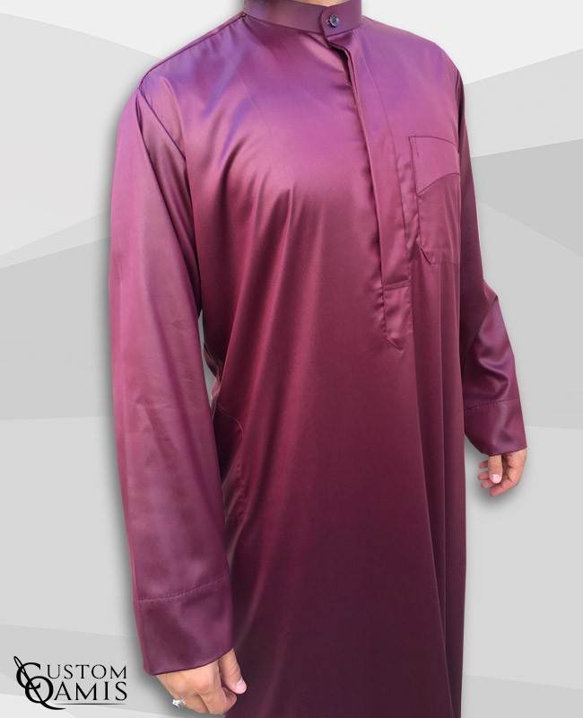 Kamees Kuwaiti Burgundy Precious Satin Fabric