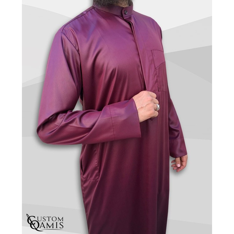 Qamis Koweïti Tissu Precious Bordeaux