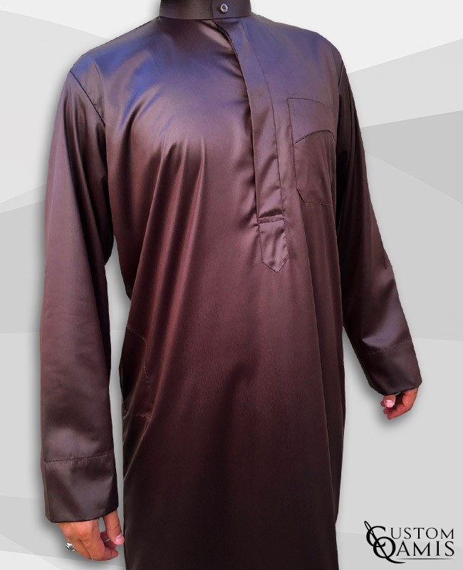 Kamees Kuwaiti Brown Precious Satin Fabric