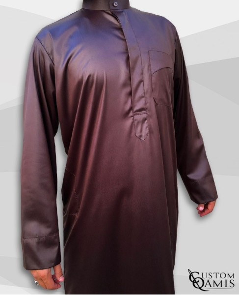 Kamees Kuwaiti Brown Precious Satin Fabric