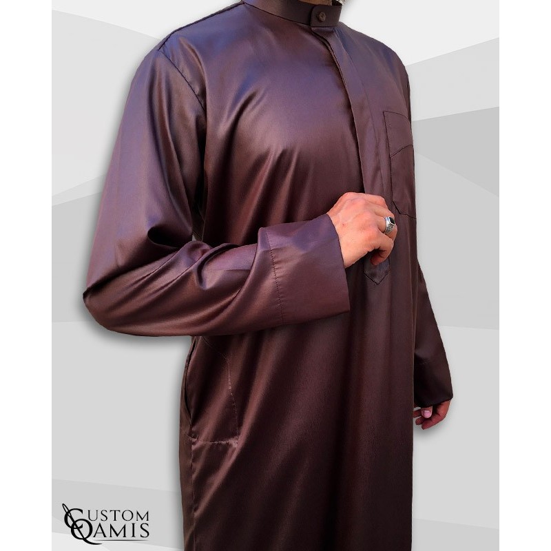 Qamis Koweïti Tissu Precious Marron