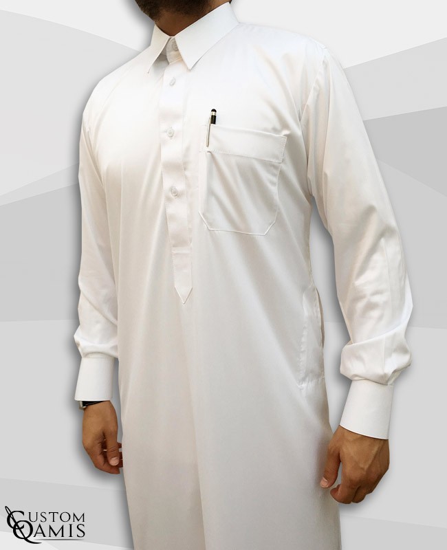 Qamis Qatari Tissu Precious Blanc