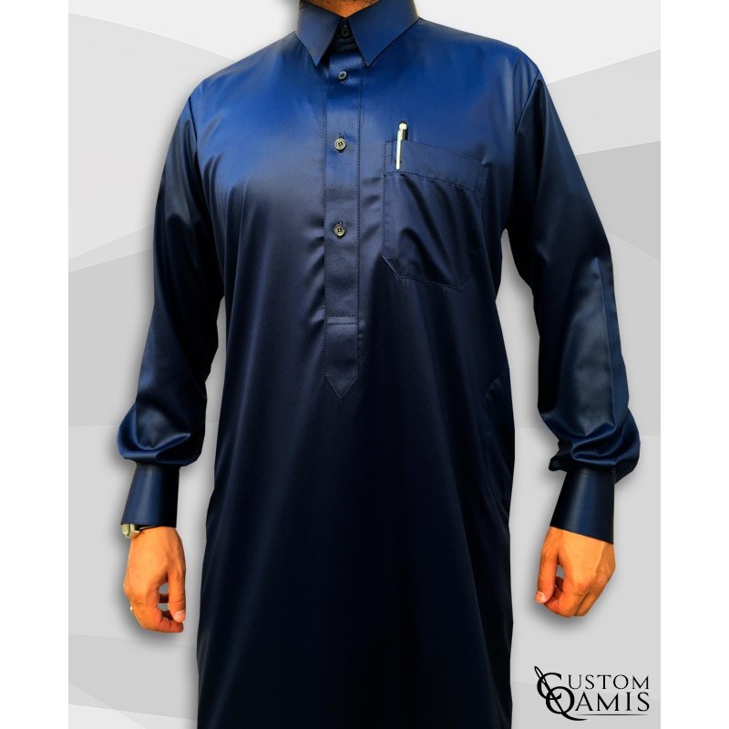Qamis Qatari Tissu Precious Bleu Marine