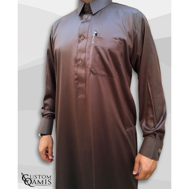 Qamis Qatari Tissu Precious Marron