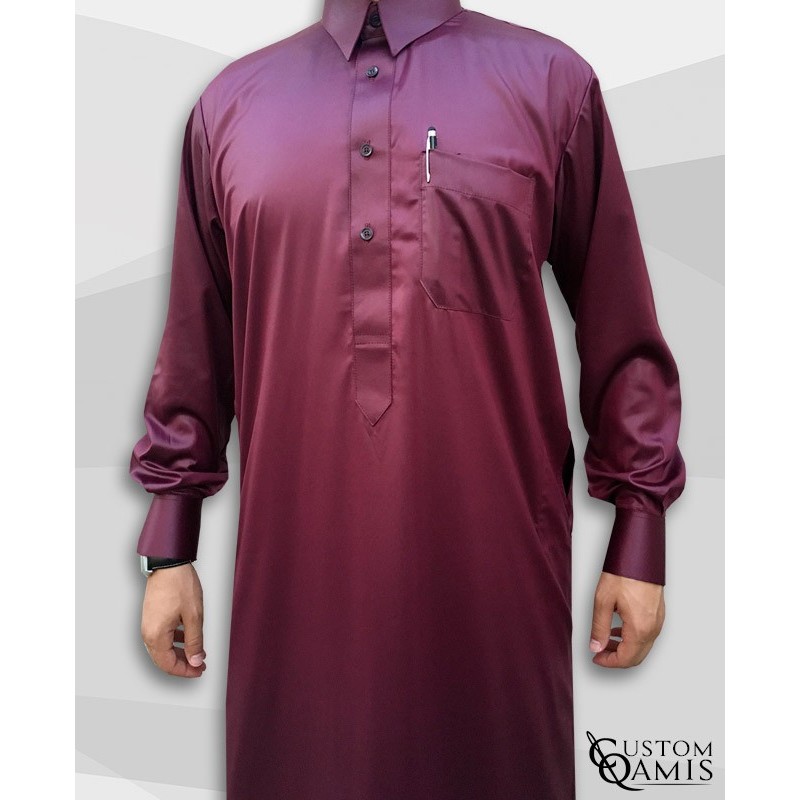 Qamis Qatari Tissu Precious Bordeaux