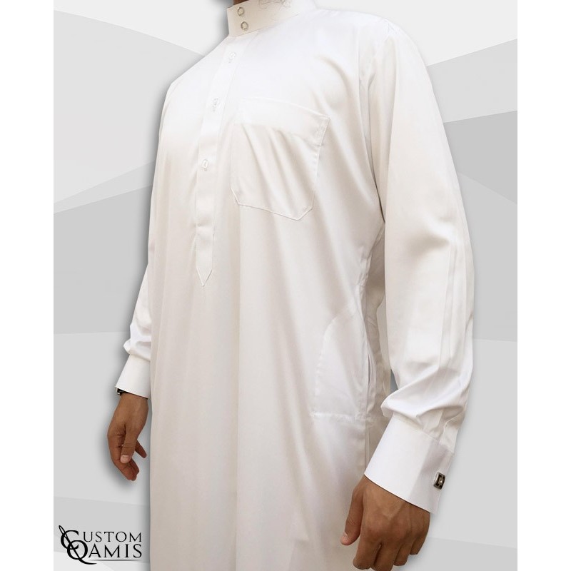 Saudi Kamees White Precious Satin Fabric
