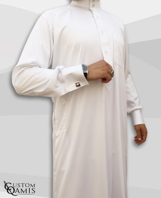Qamis Saoudien Blanc Tissu Precious