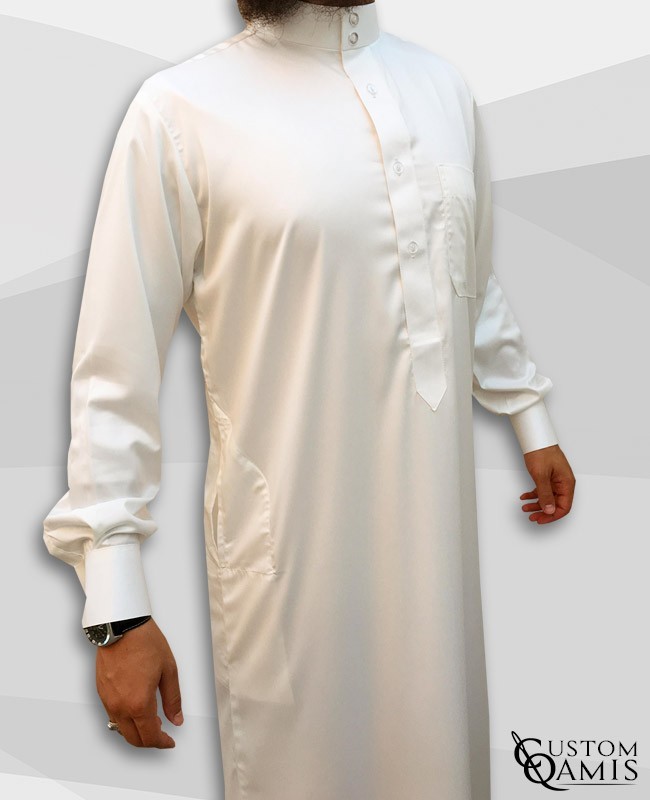 Saudi Kamees Cream Precious Satin Fabric