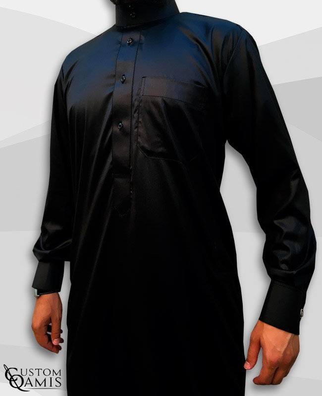 Saudi Kamees Black Precious Satin Fabric
