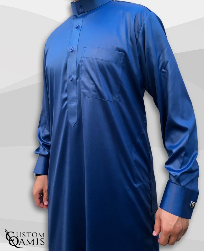 Qamis Saoudien Bleu Roi Tissu Precious