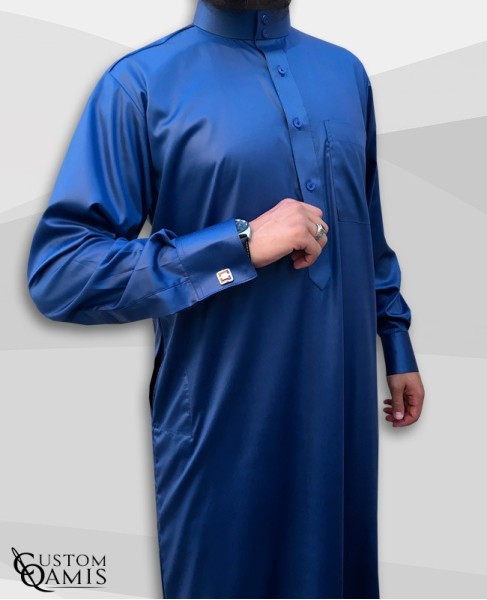 Saudi Kamees Royal Blue Precious Satin Fabric