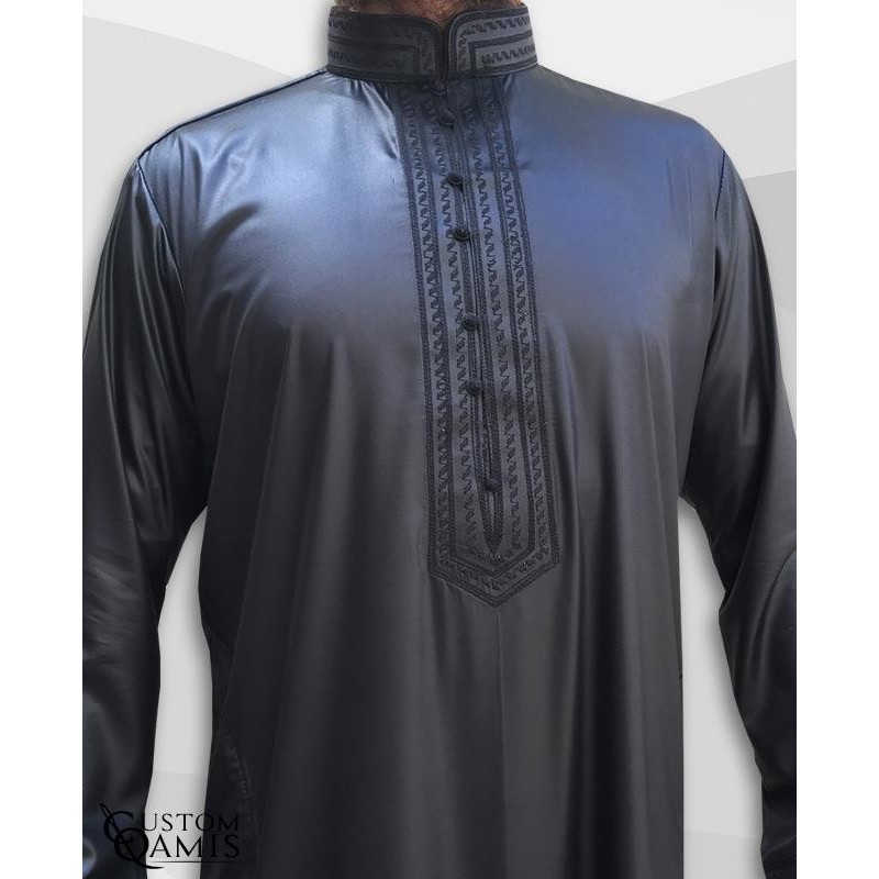 Qamis Sultan Noir satiné