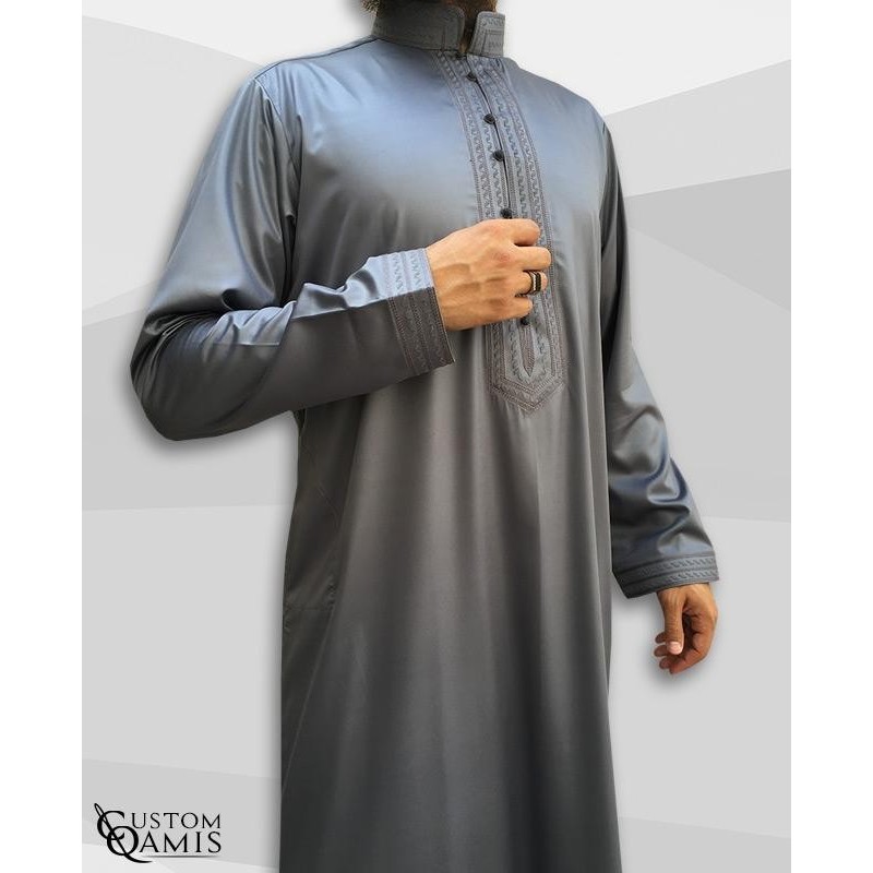 Qamis Sultan Gris satiné