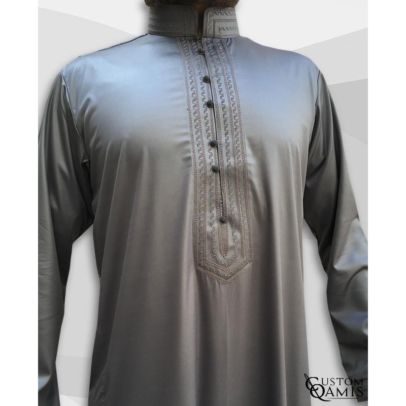 Qamis Sultan Gris satiné