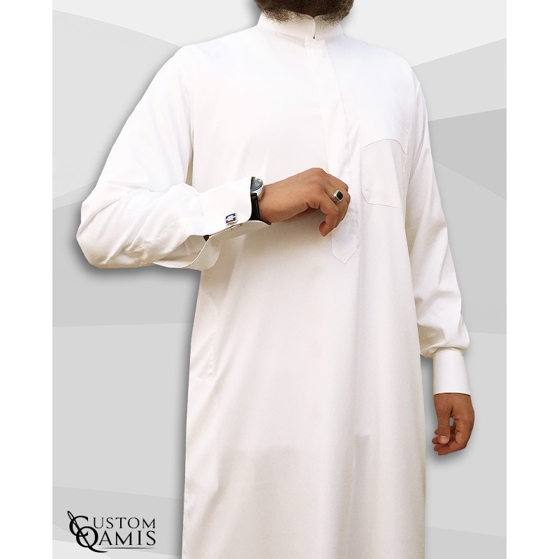 Qamis Classic Abadi Blanc Tissu Precious