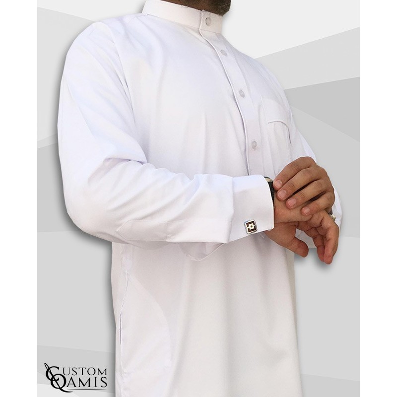 Qamis Koweti blanc Tissu Platinium