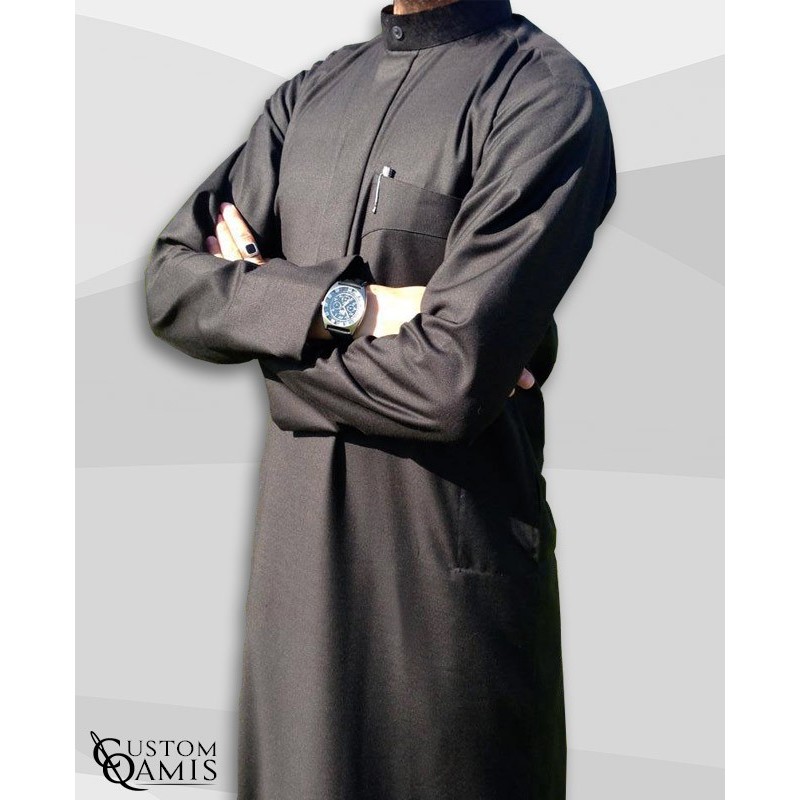Qamis Koweti Gris foncé Cashmere wool