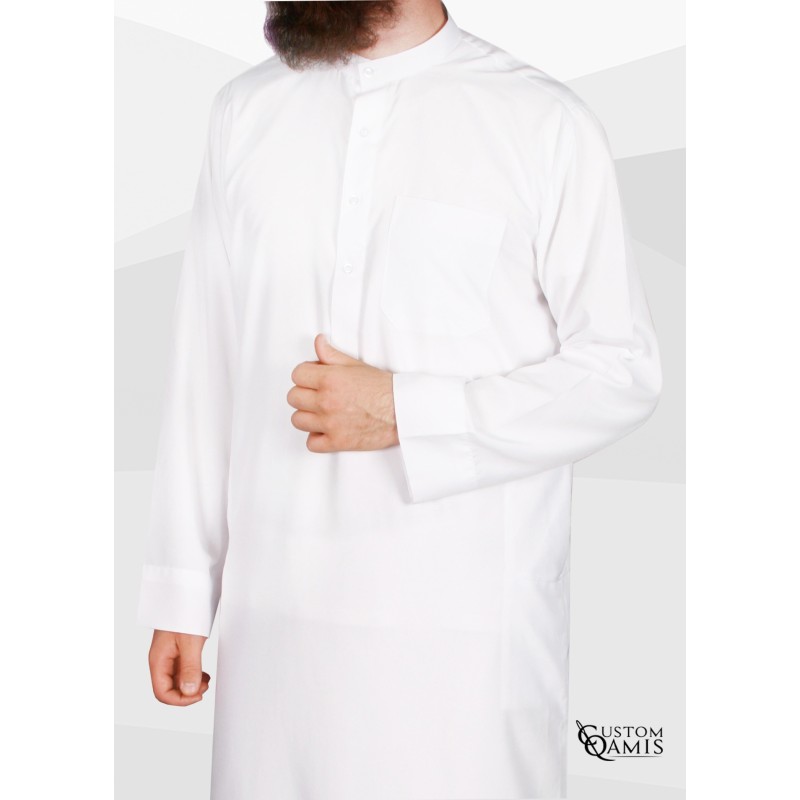 Qamis Koweti blanc Tissu Spring