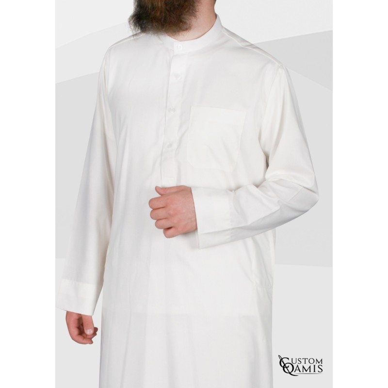 Qamis Koweti crème Tissu Cotton