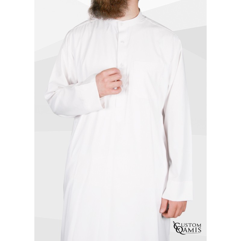 Qamis Koweti blanc Tissu Cotton