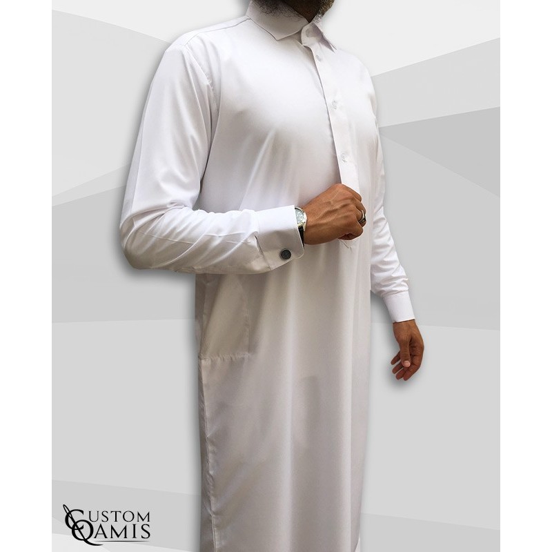 Qamis Classic Cutaway blanc Tissu Platinium