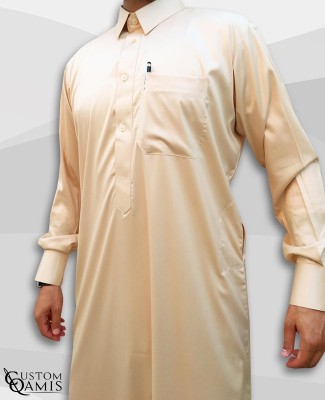 Classic Qatari Thobe beige Precious Fabric