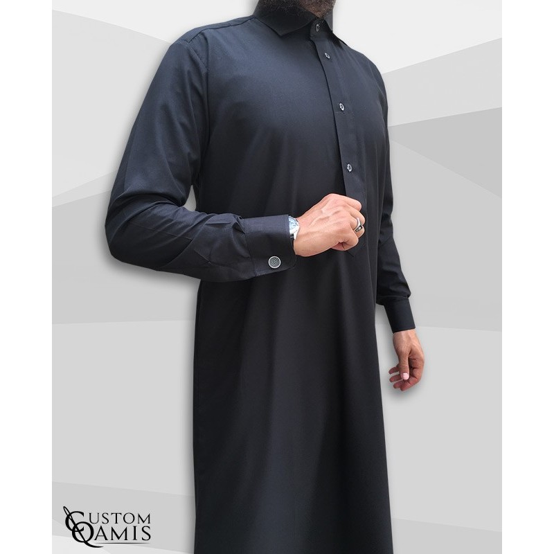 Classic Cutaway Thobe Cashmere Wool dark grey
