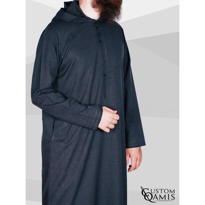 Djalabiya tissu Imperial gris anthracite