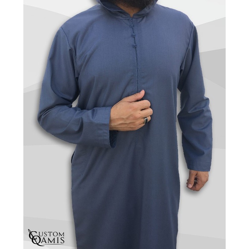 Djalabiya tissu Cashmere Wool gris bleuté