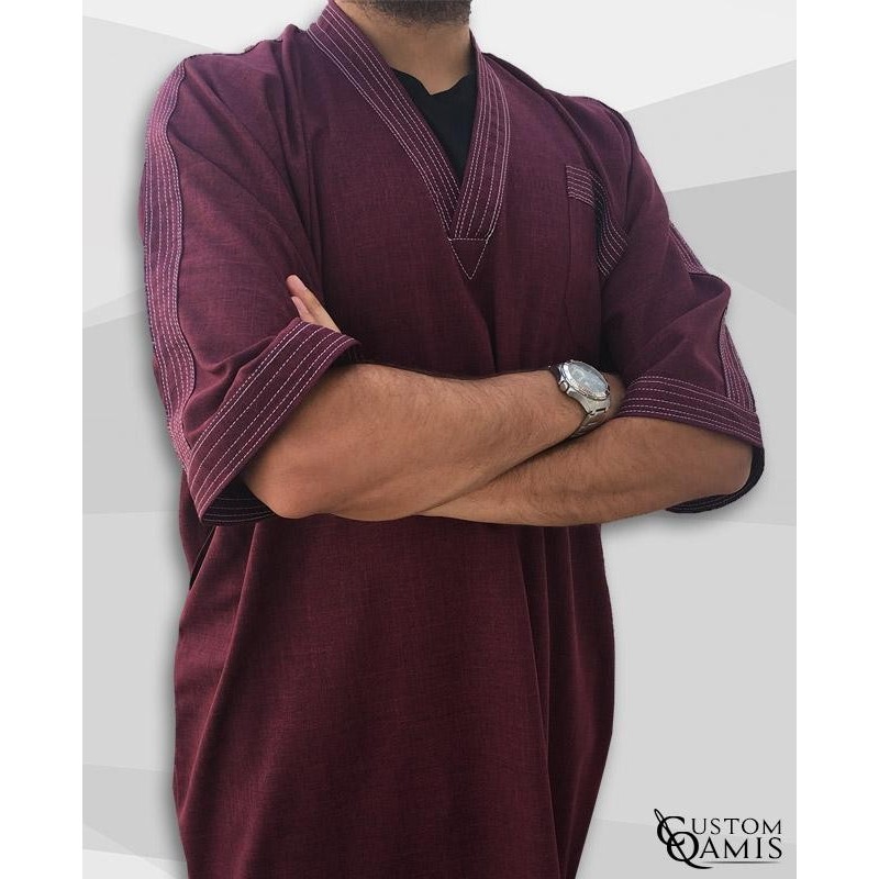 Gandoura tissu Imperial Bordeaux