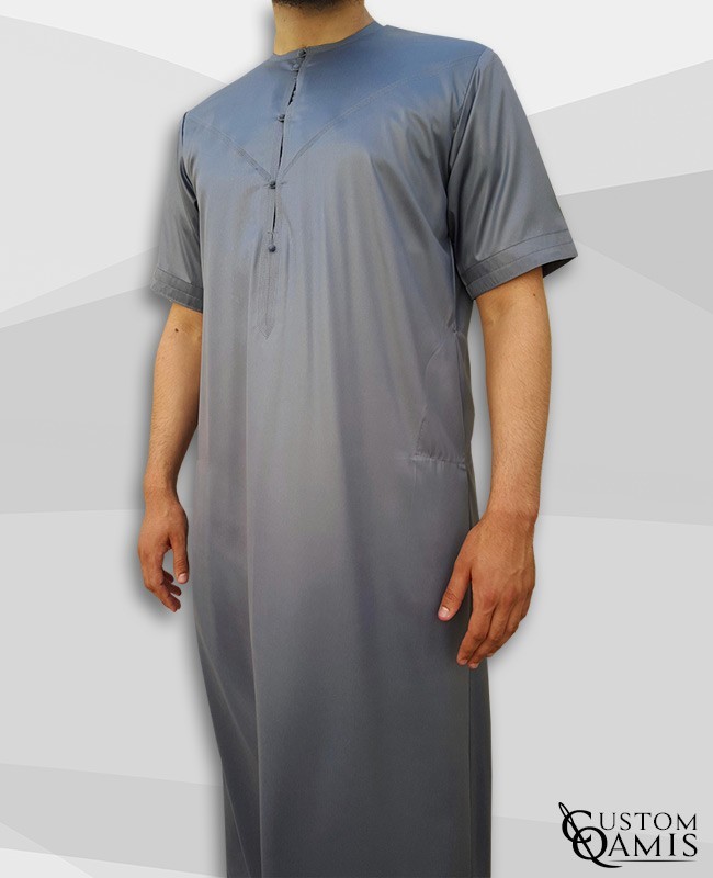 Emirati Thobe grey matt with short sleeves