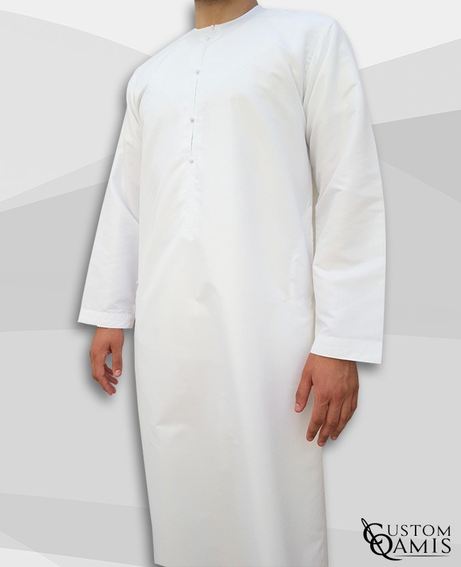 Qamis Emirati tissu Platinium blanc 