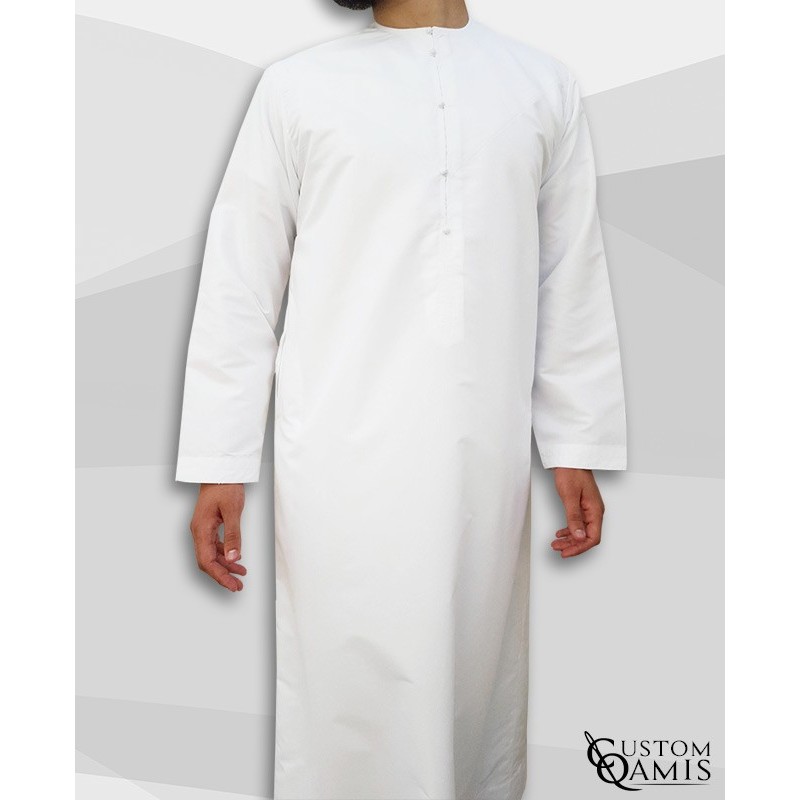 Qamis Emirati tissu Platinium blanc 