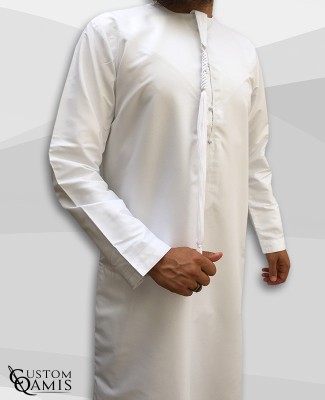 Emirati Thobe fabric Platinium cream with Tarboucha (lash) detachable