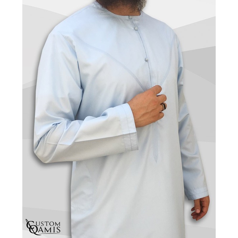 Qamis Emirati tissu Platinium bleu ciel 