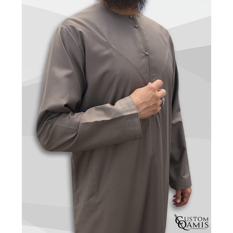 Qamis Emirati tissu Cashmere Wool Taupe